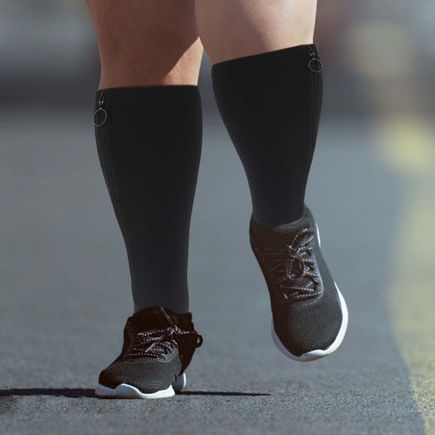 Zipper Knee High Compression Socks 15-20 mmHg Support